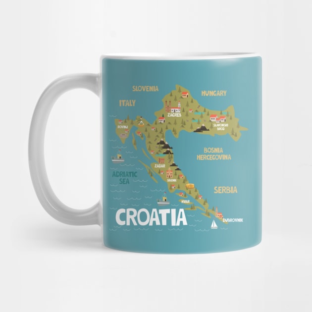 Croatia illustrated map by JunkyDotCom